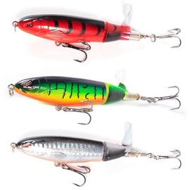 ANCEER Oberwasser Fishing Lures, 3 Pieces Whopper Fishing Lures for Freshwater or Saltwater, Floating Baits for Bass Catfish Pike, Fishing Wobble Surface Bass Bait Teasers Fishing Gifts for Men