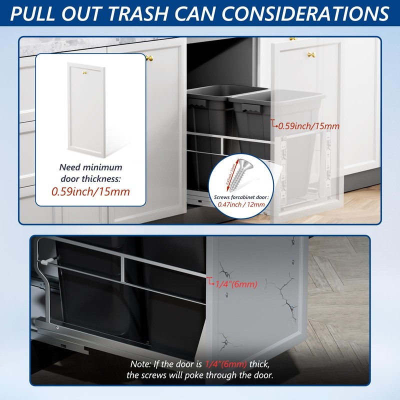 Insputer Dual Pull Out Trash Can Under Cabinet with Soft-Close