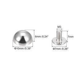 sourcing map 10x6mm Screw Back Rivets Solid Round Head Leather Studs Spike Silver Tone 20 Sets