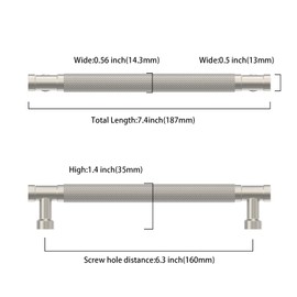 Asidrama 10 Pack 6.3 Inch(160mm) Brushed Satin Nickel Cabinet Pulls Knurled Kitchen Cabinet Handles, Cabinet Pulls Kitchen Cabinet Hardware for Cupboard Drawer Pulls