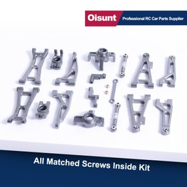 Oisunt Metal Aluminium Spare Part Set for 1/16 Hyper Go/HAIBOXING/BEZGAR/DEERC/Jetwood RC Car Upgrades, Alloy Replacement Accessory Kit (Gray)