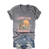 OUMASK Women Long Live Cowgirl Shirt V-Neck Cactus Graphic Tees