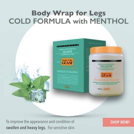 GUAM Anti-Cellulite Mud Cold Formula – Seaweed Body Wrap for Legs & Thighs – Skin Tightening, Lymphatic Drainage & Water Retention Relief (2.2 Lb)