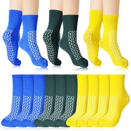 Toulite 10 Pares Calcetines Antideslizantes de Doble Cara Calcetines Unisex Tipo Pantuflas de Hospital (Colores Vívidos)