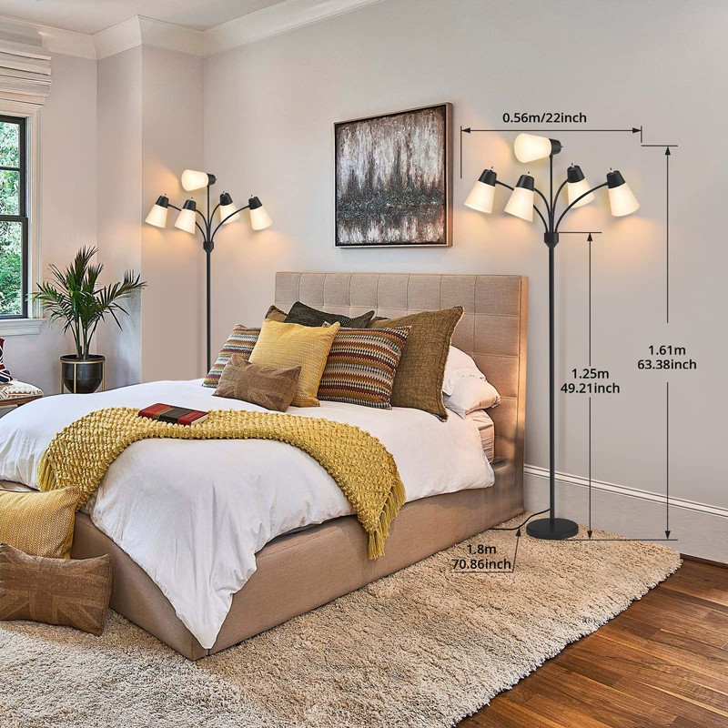 FOLKSMATE LED Floor Lamp, Medusa Multi Head Modern Tall, Rustic
