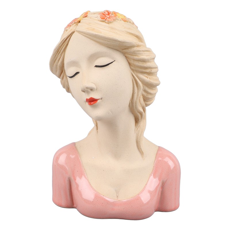 Modern Ceramic Face Vases Decorative Modern Style Shy Girl Flower