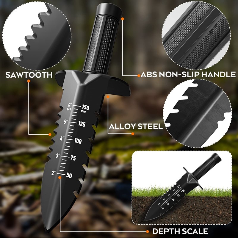 INCLY Metal Detector Shovel, Heavy Duty Double Serrated Edge Digger,