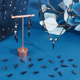 UNICRAFTALE 32pcs Black Gothic Style Cone Spike Charm Cone Charm with 3mm Large Hole Titanium Steel Punk Style Spike Charm Dangle Earring Charm Bracelet Charms for DIY Jewelry Making