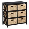 eHemco 3 Tier X-Side End Storage Cabinet with 6 Wicker