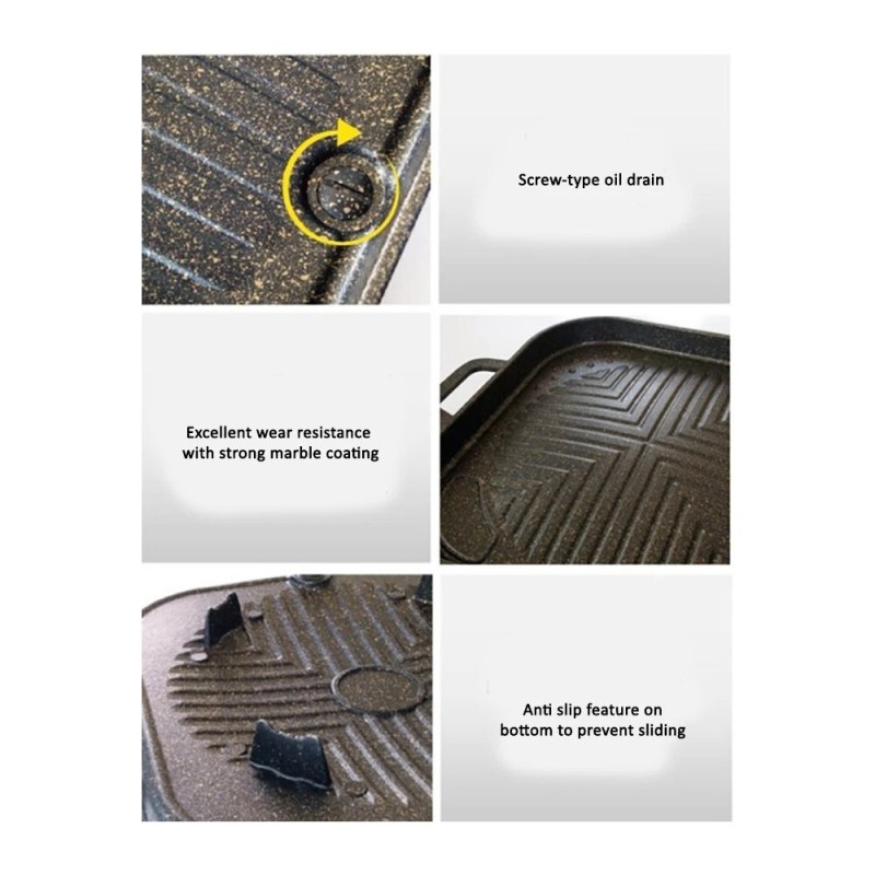 Kitchen Flower New Picnic Korean BBQ Nonstick Cerastone Marble Grill