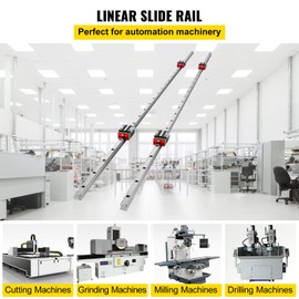 Happybuy Linear Rail HSR15-1500mm? 2pcs Linear Guideway Rail?4X Square Type Carriage Bearing Blocks?Linear Rail Support for 15mm Slotted Bearings