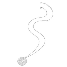 Glanzstücke München - Women's Necklace with Pendant Ornament Arabic Sterling Silver 925 - Necklace with Coin Pendant with Arabic Signs, Silver, No Gemstone