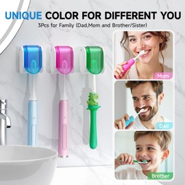 Toothbrush Holders for Bathrooms【Upgrade Single Slot Design】 Toothbrush Holder Wall Mounted with Cover Moisture-Proof and Dust-Proof Toothbrush Storage Organizer for Shower Family and Travel 3PCS
