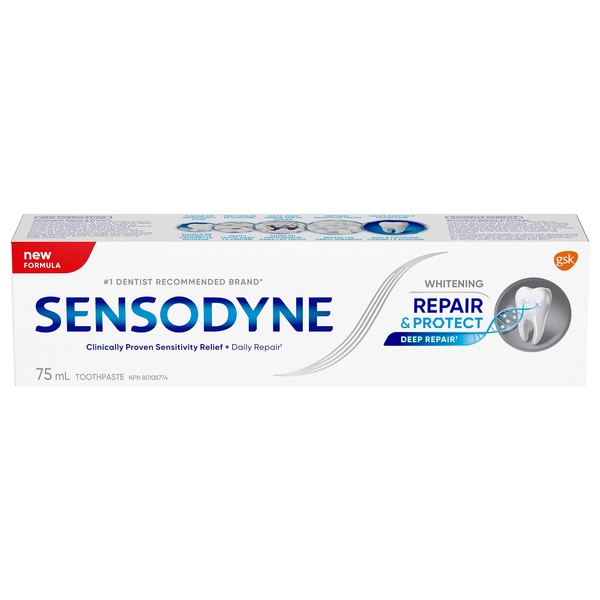 Sensodyne with Novamin, Whitening, Repair & Protect 75mL (Canadian)