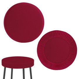 kuvanspok Round Bar Stool Covers Round Chair Seat Slipcover Fit for Stool of Dia 11-14 Inch, High Elastic Circle Stool Cover, Soft,Easy to Clean(2 Pcs Burgundy)