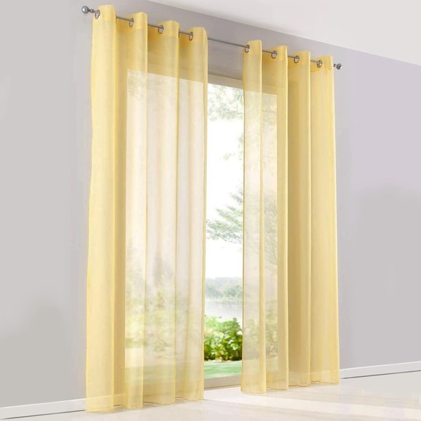 SIMPVALE Curtain Curtains with Eyelets, Polyester Voile Tab-Top Curtain Transparent