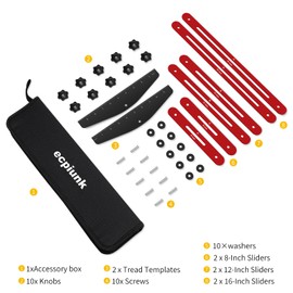 ecpiunk Professional Stair Tread & Measuring Template Tool, Aluminum Solid Stair Tread Gauge, Precision Template Jig for Effortless Installation Many Different of Layout Projects (Red-Gray)