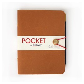 Artway Indigo Pocket Journal – Tan Leather A6 Travel Sketchbook/Notebook with 4B Pencil - 94 sides/47 Pages of 150gsm Cartridge Paper