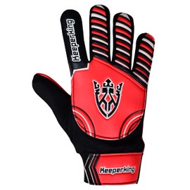Keeperking Goalkeeper Gloves Children, Boys and Girls, Junior Football Gloves Football Player Gloves for Boys Goalkeeper Gloves (4, Red/Black/Red)