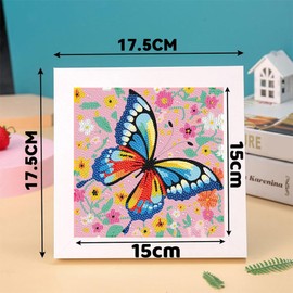 Butterfly Diamond Painting Children with Frame Diamond Painting Pictures Butterflies Animals Diamond Painting Children from 4 6 8 10 Years Arts Craft for Home Wall Decor (17.5 x 17.5 cm)