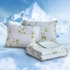Joyreap Queen Size Cooling Comforter Set, White Flowers on Light