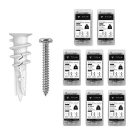 TITAN ANCHORS 800-Pieces Premium Self-Drilling Reinforced Nylon Drywall Anchors with #8 Screws Kit | Holds 75 Lbs. | 400 Anchors + 400 Screws