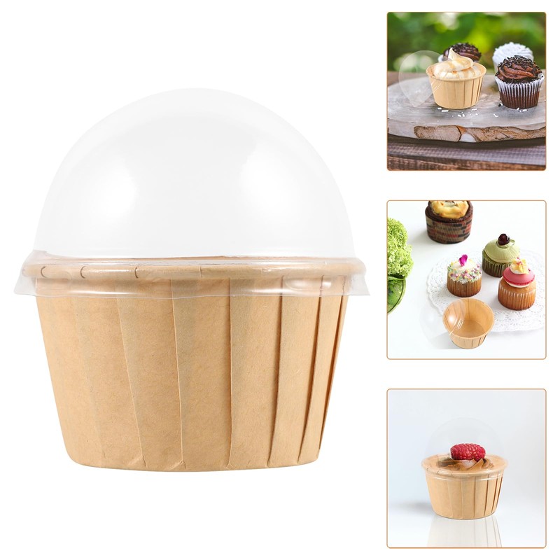 DECHOUS 50pcs Cupcake Liners with Lids Paper Cupcake Cups Mini