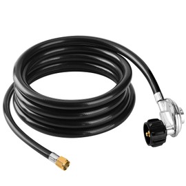 Homzenify 12FT Universal QCC1 Low Pressure Propane Hose with Regulator Grill Replacement for Most LP Gas Grill, Fire Pit Table, Heater, Camp Stove and More - 3/8" Female Flare Nut