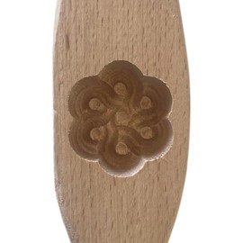 Handmade Round Wood Maamoul Mold Baking Press Stamp Traditional Syrian Kitchen Baking Tool for Dates, Pistachios, & Walnuts Stuffed Cookies Small Size 1-1/2" Diameter (Flower2)