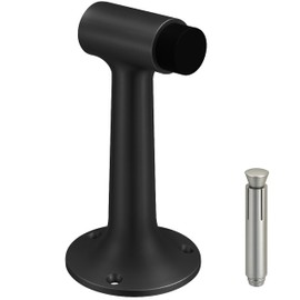 Heavy Duty 6″ Door Stop, Solid Brass Commercial Grade, Floor Mount Stopper (Matte Black)