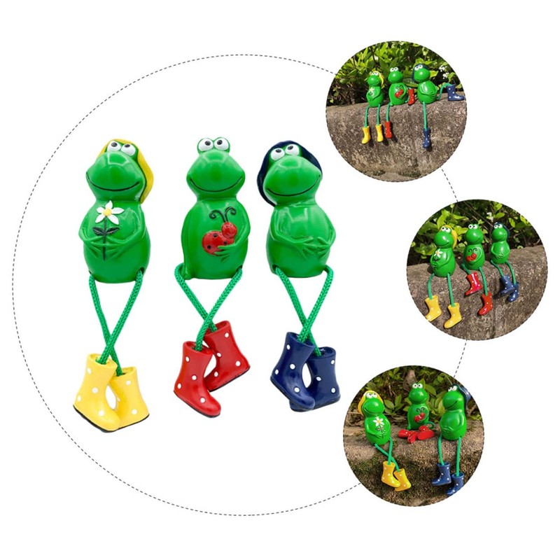 LABRIMP Resin Frog-Shaped Ornaments 3 Pack Decorative Craft Living Space