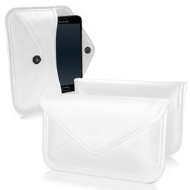 BoxWave Case Compatible with Plum Ram 4 - Elite Leather Messenger Pouch, Synthetic Leather Cover Case Envelope Design - Ivory White