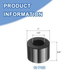 uxcell 10 Pcs Aluminum Spacer, 1/2" Bore x 1" OD x 3/4" Length Black Round Spacer Unthreaded Standoff Bushing Plain Finish Metal Spacers