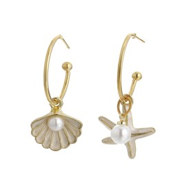 Starfish Earrings for Women Summer Beach Vacation Asymmetric Shell Earrings Trendy Jewelry Gifts