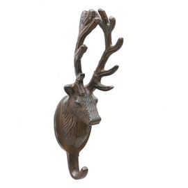 Dibor Set of 2 Decorative Stag Head Wall Mounted Coat Hooks - H21cm