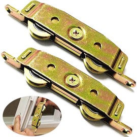 2 Pack Sliding Glass Door Rollers Replacement, 1-1/4" Steel Ball Bearing Patio Door Wheels, Heavy Duty Tandem Wheels Assembly for Andersen, Truth Part #31761A, Jeld Wen, Milgard, Marvin, Peachtree