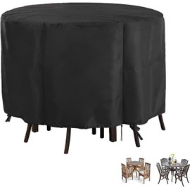 POMER - Juego de fundas para muebles de patio, 48 pulgadas de altura de barra redonda para sillas de mesa, impermeable, para exteriores, juego de muebles de jardín, 48 pulgadas de profundidad x 28