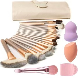 Juegos de brochas de maquillaje, NEVSETPO 28 piezas de brochas sintéticas de maquillaje incluyen 24 brochas de maquillaje, 2 esponjas mezcladoras de b