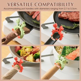 Soporte para cucharas de silicona – Agosto de 2024 nuevo estante para espátulas en forma de cangrejo – Soporte para espátulas resistente al calor, clip para ollas de cocina, 4 piezas