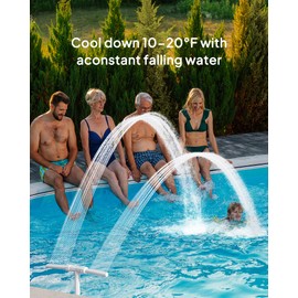 POOLHOUR Dual Spray High-Pressure Pool Fountain - Adjustable Waterfall Sprinkler Cooler for Above-Ground & In-Ground Pools, 360°Cooling Jet & Relaxation
