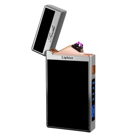 BABOBIU Electric Lighter - USB Rechargeable, Dual Windproof Plasma Arc, Portable, Flameless, Camping Lighter with Dragon Pattern (Black)