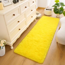 Amearea Premium Soft Fluffy Rug Modern Shag Carpet, High Pile, Fuzzy Shaggy Rugs for Bedroom Dorm Room Teen Apartment Decor, Comfortable Indoor Furry Carpets, (Yellow) 2x6 Feet