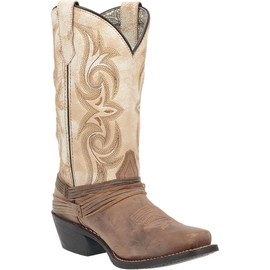 Laredo Womens Myra Embroidered Square Toe Dress Boots Mid Calf Low Heel 1-2" - Brown - Size 7 B