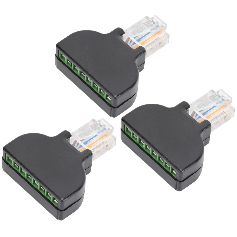 3 Sets RJ45 Male to 8 Pin Screw Terminal Connector