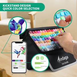 AEDAGA 120 Colors Alcohol Markers with Free App, Dual Tip Art Marker with Kickstand Case for Artists Adults and Kids. Alcohol Based Markers for Coloring Painting Sketching and Drawing, Great Gift