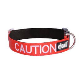 CAUTION (Do Not Approach) Red Colour Coded S-M L-XL Dog Collars PREVENTS Accidents By Warning Others Of Your Dog In Advance (S-M)