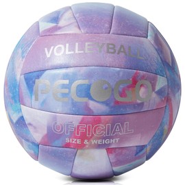 PECOGO Volleyball Size 5 PU Leather Soft Indoor Outdoor Purple Volleyballs Sports Training Game Ball for Beginners, Teenagers, Adults, 8.2