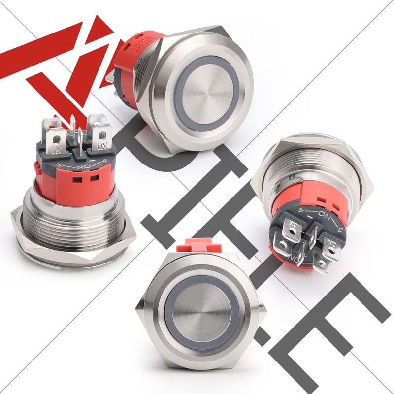 APIELE 10 Amp 25MM Latching Push Button Switch 12V Angel