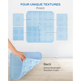 EKDOOMONG Lick Mat for Dogs & Cats,16"x14" Large Silicone Pet Feeder with Strong Suction Cups, BPA-Free Slow Treat Dispenser for Bath, Crate & Freezer,Puppies & Medium Breeds -Blue