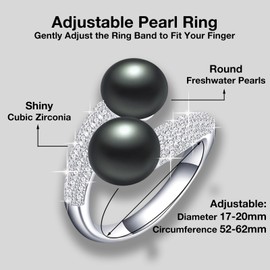 HENGSHENG Pearl Ring Open Twist Stacking Rings for Women Freshwater Bread Pearl with Zirconia Adjustable Crossover Statement Ring Band, Natural Pearl, No Gemstone